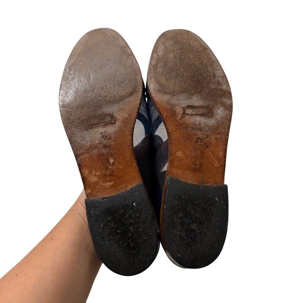 Gucci Mesh Navy Blue Leather Slip On Ballet Flats Womens Size 38/39 - Picture 10 of 10